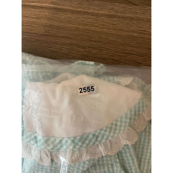 Vtg Copper Key Gingham Seersucker Peter Pan Collar Romper Girls 3T Floral - Picture 9 of 9